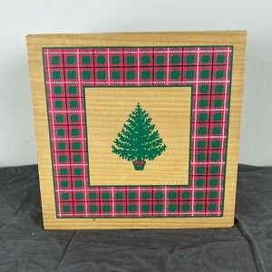 Hallmark Wood Shaker Napkin‎ Box 10" x 9 7/8" Vintage Style